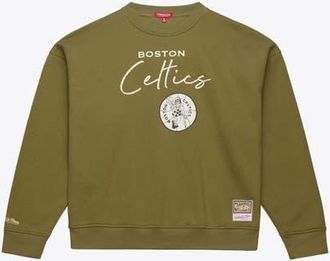Mitchell & Ness Womens Mitchell & Ness Olive Boston Celtics Lightweight Script Sweatshirt at Nordstrom, Size X-Small