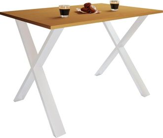 VCM Mesa De Comedor De Madera Vcm Premium Al. 76 X An. 110 X P. 80 Cm Mesa De Comedor De Cocina Mesa Xona X (plata / Haya)