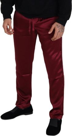 Dolce & Gabbana Mens Bordeaux Silk Dg Sleep Lounge Pants