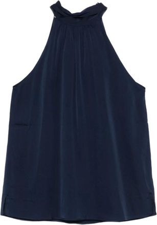 Nouvelle/Silk95Five Sleeveless Tops, female, Blue, Size: XS Side Slits Sleeveless High Neck Top