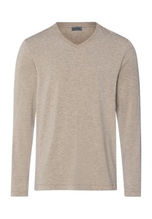 Hanro Casuals Long Sleeve V-Neck Top in Hazelnut Melange at Nordstrom, Size Xx-Large