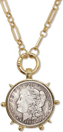 Palm Beach Jewelry Morgan Silver Dollar Goldtone Coin Replica Necklace 24 inches