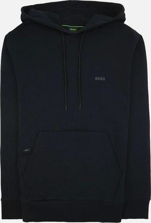 HUGO BOSS Mens Hugo Boss Soody Stretch-cotton Hoodie With Sandwich Logo Black 001 - Size: 36