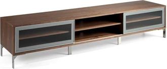 Pondecor Interiorismo Módulo de TV Argel patas metal cromo y mueble MDF chapado nogal y gris