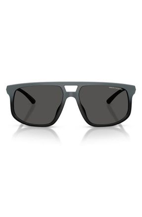 A|X Armani Exchange 58mm Pilot Sunglasses in Matte Grey Black /Dark Grey at Nordstrom
