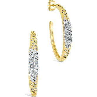 Sterling Forever Cherise Pav&eacute; Cubic Zirconia Hoop Earrings in Gold at Nordstrom