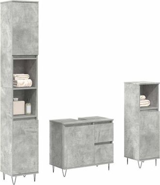 vidaXL Vidaxl - Set Muebles De Ba&ntilde;o 2 Piezas Madera Contrachapada Gris Hormig&oacute;n