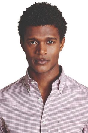 CHARLES TYRWHITT Slim Fit Button-Down Collar Non-Iron Stretch Check Oxford Shirt in Claret Pink at Nordstrom, Size Xx-Large L