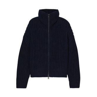 Closed Truien & Vesten, Dames, Blauw, M, Dikke gebreide vest met hoge hals en rits