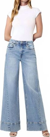 Flying Monkey April Wrap Seam Wide Leg Jeans In Blue