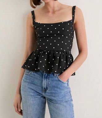 Emerson Fry Jour Peplum Top In Tuxedo/ivory