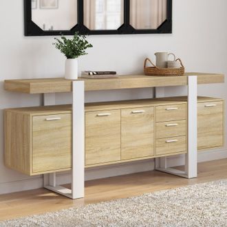 IDMarket Idmarket - 180 Cm Phoenix Xxl Aparador De 4 Puertas Con 2 Cajones De Madera Y Blanco