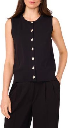 Vince Camuto Crewneck Button-Up Sweater Vest in Rich Black at Nordstrom Rack, Size X-Large