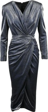 Rhea Costa Lange jurk met ruches - Dames - Wikkelkleedje - Blauw - M - Kleedjes