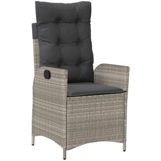 vidaXL Sill&oacute;n De Jard&iacute;n Reclinable Con Cojines Rat&aacute;n Pe Gris Claro Vidaxl
