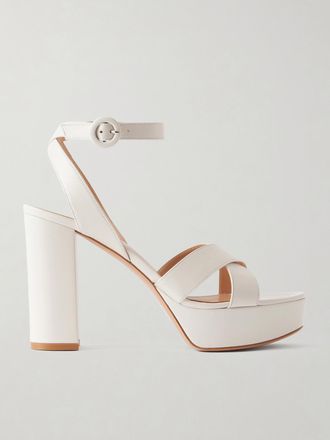 Gianvito Rossi Sandali In Pelle Con Plateau Sabrina - Bianco