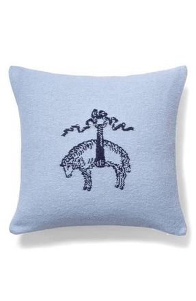 Brooks Brothers Signature Logo Cotton Throw Pillow in Light Marine at Nordstrom Rack