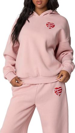 Edikted Someone Loves You Hoodie in Pink at Nordstrom, Size X-Large