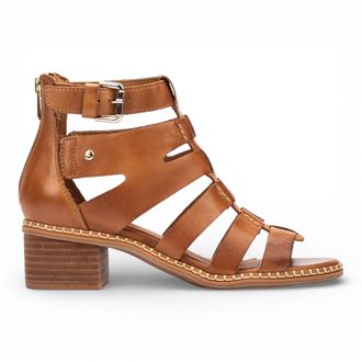 Pikolinos Pikolinos Womens Brown Leather Block-Heel Gladiator Sandals - Blanes