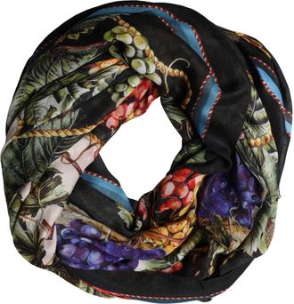 Dolce & Gabbana Multicolor Grapes Print Wrap Shawl 196cm x 134cm Womens Scarf