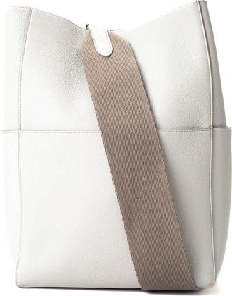 Celine White Leather Seau Sangle Handbag (Authentic Pre-Loved)