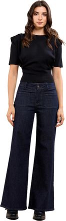 Toxik3 Womens Small Patch Pocket Wide Leg Jeans - Raw Blue (UK, Numeric, 12, Regular, Regular, Raw Blue)