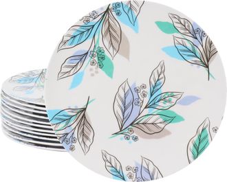 Gibson Home Tropical Sway Vineyard 12 Piece 9 Inch Round Melamine Dessert Plate Set in Blue