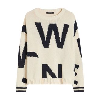 Max Mara Truien & Vesten, Dames, Beige, S, Rondgebreide trui