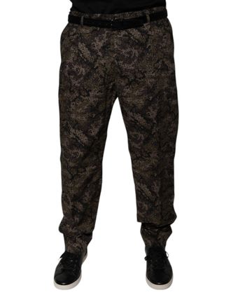 Dolce & Gabbana Mens Camouflage Print Trousers Pt0079 - Dark Grey Cotton - Size EU 54 (Mens)