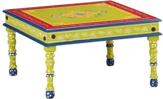 vidaXL Tavolino Salotto Verde Dipinto a Mano Legno Massello di Mango - Vidaxl