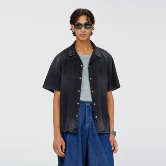 Diesel Denim short-sleeve shirt - Denim Shirts - Man - Black
