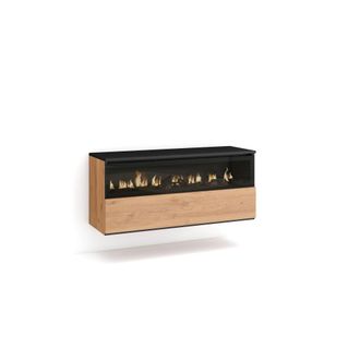 Skraut Home Chimenea El&eacute;ctrica Led, Sin Calor, 102x45x35cm, 1 Hueco, 1 Puerta, Chimenea El&eacute;ctrica, Colgado, Suspendido, Estilo Moderno, Roble Y Negro - Skraut Hom