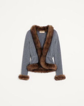 Valentino Giacca In Cashmere Con Bordi In Shearling Donna GRIGIO XS
