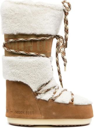 Moon Boot Icon Shearling Boot - Dames - Winterlaarzen - Bruin - 39 EU - Leer - Schoenen
