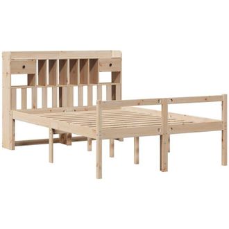 vidaXL Cama Con Estanter&iacute;a Sin Colch&oacute;n Madera Maciza De Pino 140x190cm Vidaxl