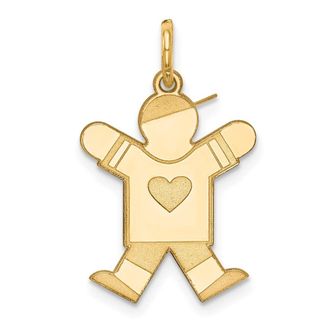 Diamond2Deal 14k Yellow Gold The Kids Small Heart Shirt Boy Engravable Joy Charm Pendant