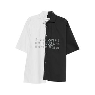 Maison Margiela Short Sleeve Shirts, male, Multicolor, Size: XL Two-tone Cotton Poplin Shirt