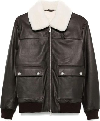 Eleventy Shearling Bomberjack - Heren - Leren en Su&egrave;de Jassen - Zwart - XL - Leer - Jassen