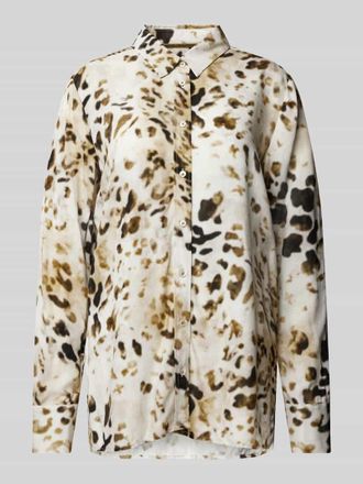 Emily van den Bergh Slim Fit Bluse mit kurzer Knopfleiste in Khaki, Gr&ouml;&szlig;e 36