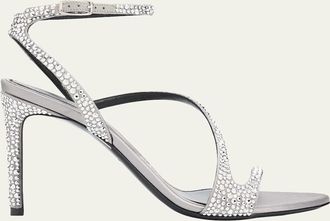 Alexander McQueen 90mm Skull Embellished Satin Ankle-Strap Sandals