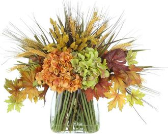 Creative Displays Inc. Handmade Fall Centerpiece With Hydrangeas & Pampas In A Wood Planter