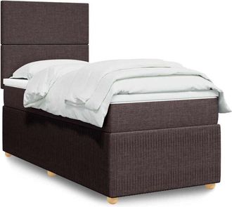 vidaXL Cama Box Spring Con Colch&oacute;n Tela Marr&oacute;n Oscuro 90x200 Cm Vidaxl