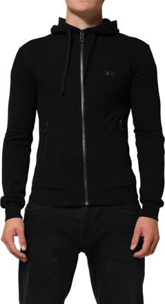 Dolce & Gabbana Mens Black Cotton Hooded Men Sweatshirt Mens Sweater
