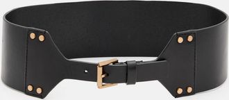 AllSaints Cow Leather Eden Studded Leather Waist Belt, Size: XS