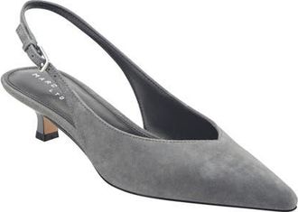 Marc Fisher Luciey Slingback Pointed Toe Kitten Heel Pump in Dark Gray at Nordstrom, Size 7.5