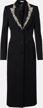 Alexander McQueen Embellished wool grain de poudre coat