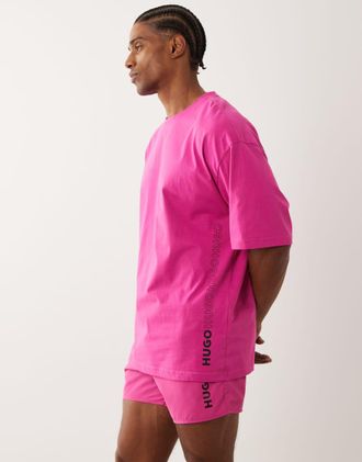 HUGO BOSS Hugo - Red Tiki - T-shirt da mare rosa in coordinato