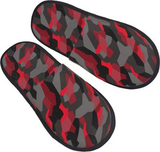 Generic House Slippers Red Grey Black Camouflage Soft Slippers Cozy House Shoes For Men Room Travel M