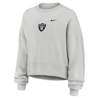 Nike Las Vegas Raiders Primetime Phoenix Nike Womens NFL Oversized Pullover Crew in Grey | 01D70BB8D-CSV