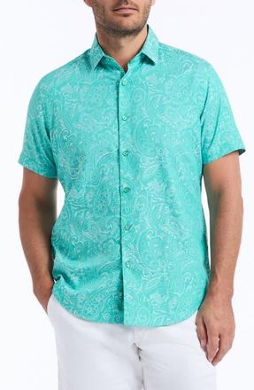Robert Graham Hudson Short Sleeve Button-Up Shirt in Mint at Nordstrom, Size Xxx-Large